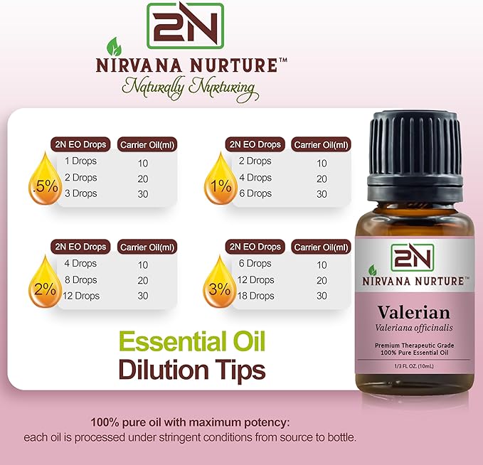 Valerian Essential Oil, 100% Pure Undiluted, Aromatherapy Oil for Diffuser, Hair & Skin Care NirvanaNurture