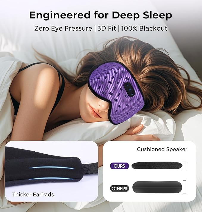 Sleep Mask Headphones with Bluetooth 5.4, LC-dolida Wireless Music Eye Mask for Sleeping Headphones Detachable 3D Eye Cups Cooling Breathable Bluetooth Eye Mask for Side Sleepers - Bloomnest