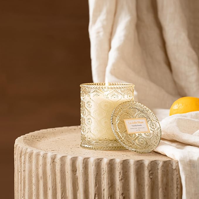 LA JOLIE MUSE Fall Candle | Vanilla Bomb Candle –Vanilla, Lemon Zest & Patchouli | 6 oz Cotton Wick | Natural Soy Wax | 40 Hours Clean Burn | Gift-Ready for Autumn Hosting | Seasonal Home Décor - Bloomnest
