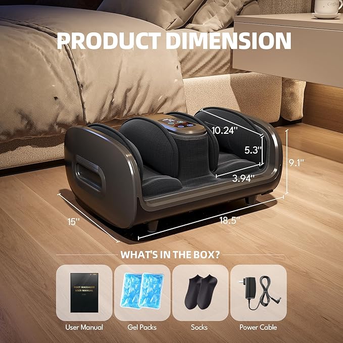 SUMELL Foot Massager with Heat & Ice Therapy - FSA HSA Eligible, Shiatsu Foot Massager with Compression, Deep Kneading for Plantar Fasciitis, Neuropathy, Circulation, Pain Relief, Father's Day Gift