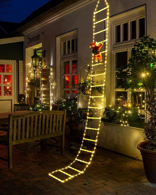 Toodour LED Christmas Lights - 10ft Christmas Decorative Ladder Lights with Santa Claus, Xmas Decorations Light for Indoor Outdoor, Window, Garden, Home, Wall, Xmas Tree Decor - Warm White - Bloomnest