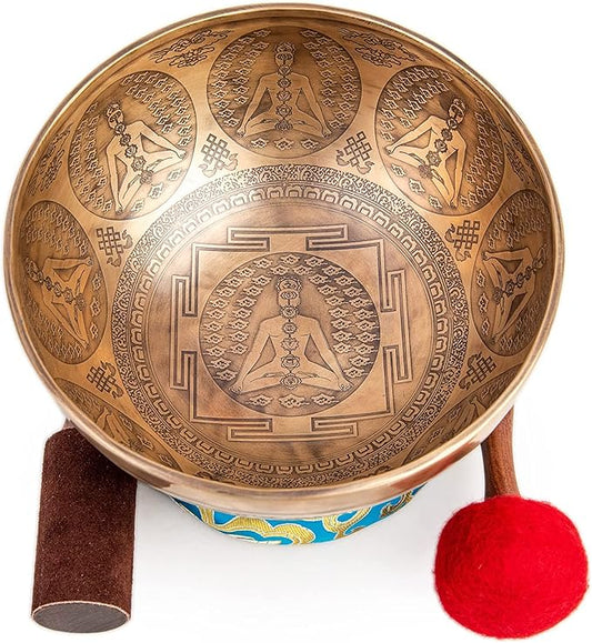 Large Tibetan Singing Bowl Set - 9" Master Healing Grade For Sound Bath Chakra 7 Metal Meditation Yoga By Himalayan Bazaar - Bloomnest