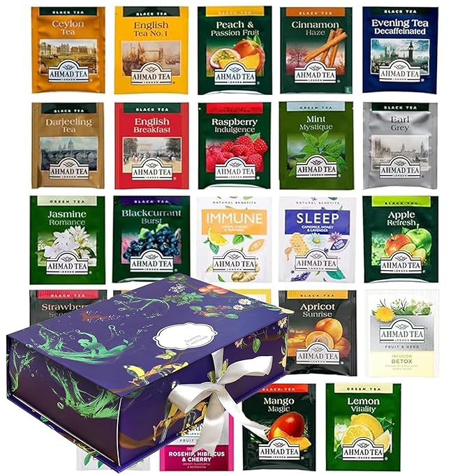Ahmad Tea Advent Calendar Box, Tea Bags Sampler, Variety Pack Gift (24 Count) 24 DIfferent Flavors of Tea - Bloomnest