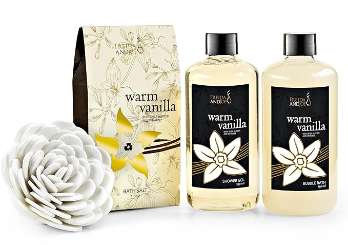 Bath & Body Gift Set for Men and Women Spa Kit with Shea Butter, Vitamin E, and Reusable Beautiful Basket – Perfect Unisex Valentines Gift for Relaxation (Warm Vanilla) - Bloomnest
