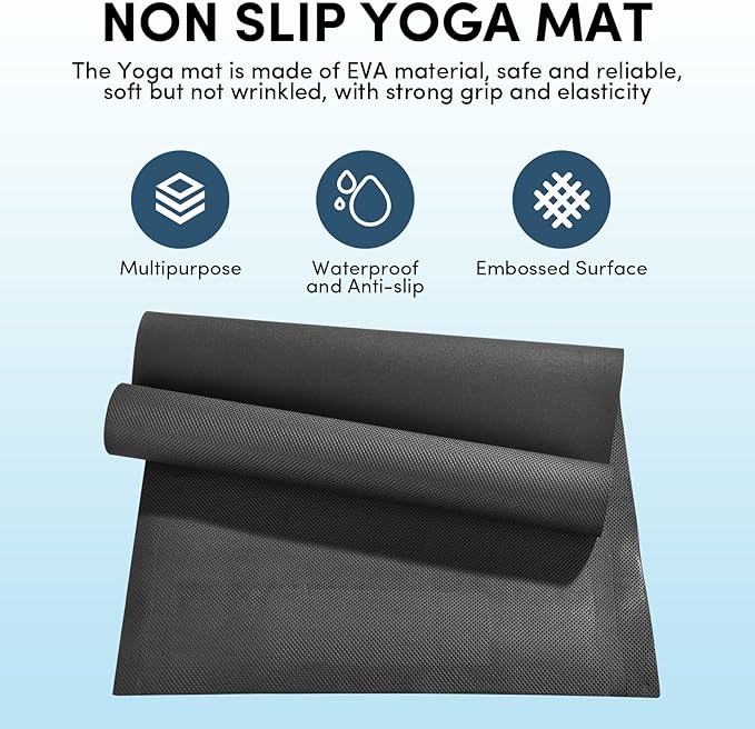 10 Pack Yoga Mats Bulk, 68'' x 24'' x 4mm Thick Black Yoga Mats for Kids and Adults, Anti-Slip Tear-Resistant Exercise Mat for Fitness Stretching Home Workout Gym and Studio - Bloomnest