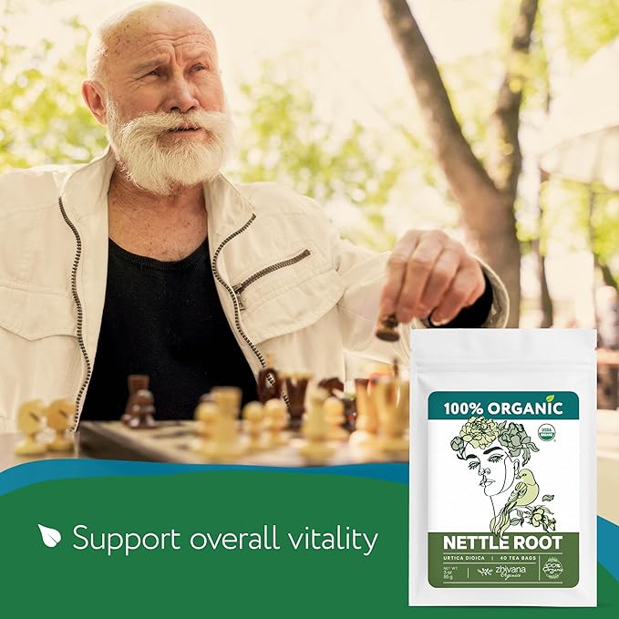 Organic Stinging Nettle Root Tea (40 Tea Bags) - Traditionally Used Herbal Tea for Men’s Health - Supports Prostate, Hormonal Balance & Energy - Té de Raíz de Ortiga - Bloomnest