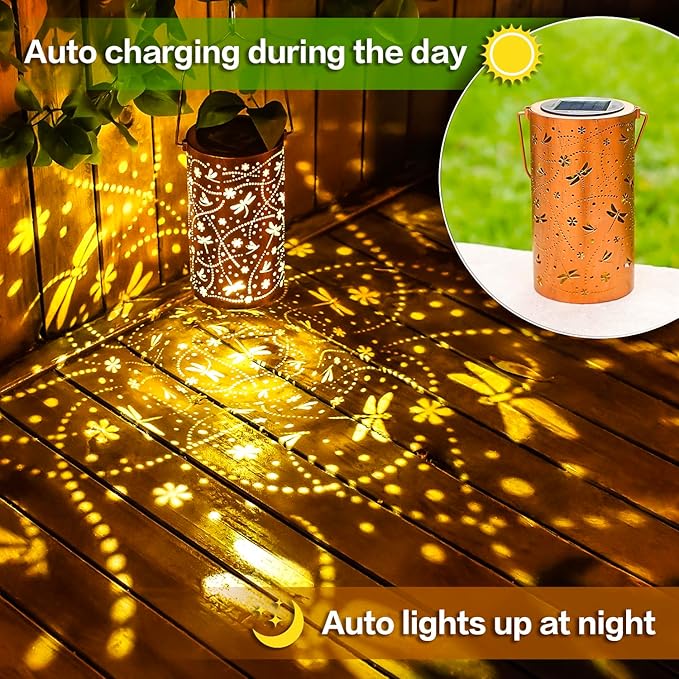 Dragonfly Solar Lanterns Outdoor Waterproof Hanging Solar Lights Dragonfly Gifts for Women Men Metal Decorative LED Dragonfly Lanterns for Garden Decor,Yard,Patio,Lawn,Tabletop,Pathway,Landscape - Bloomnest