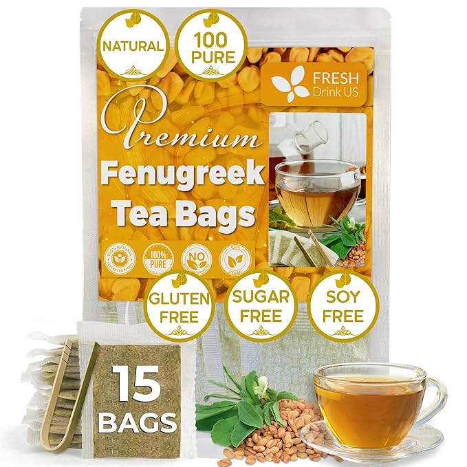 FreshDrinkUS, Premium 15 Tea Bags Fenugreek, 100% Natural & Pure from Fenugreek. Fenugreek Herbal Tea. Made with Natural Material Tea Bags. No Sugar, No Caffeine, No Gluten, Vegan. - Bloomnest