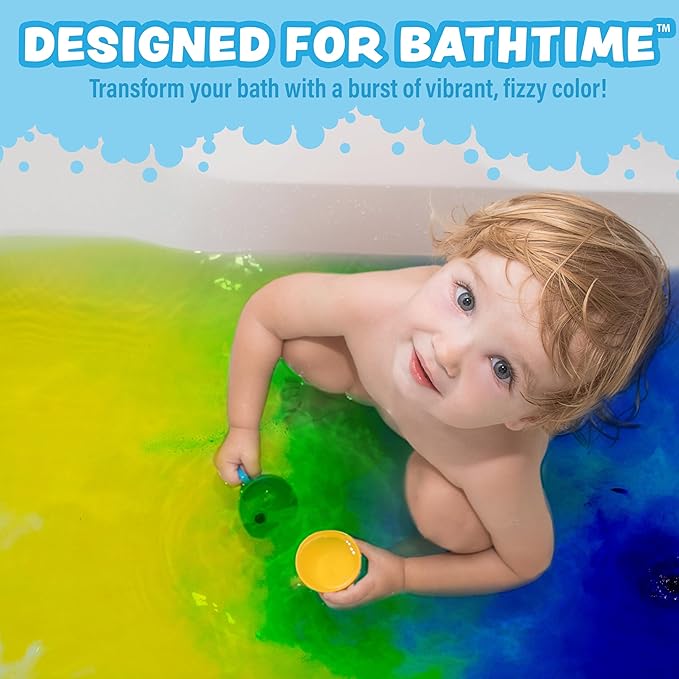 Tub Works® Bath Color Pops™ Moisturizing Kids Bath Bombs, 120 Count | Bath Bomb Refills for Bath Color Brush | Nontoxic & Fragrance-Free | 12 Unique Colors | Fizzy, Vibrant Water Color Tablets - Bloomnest