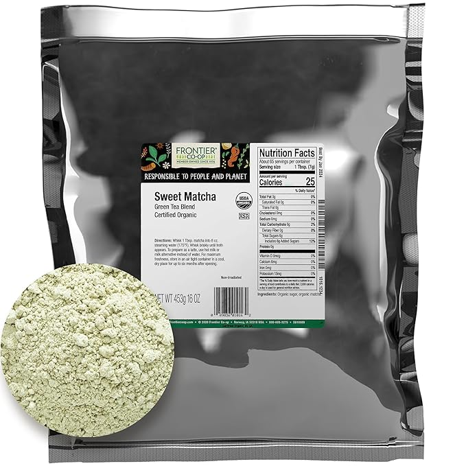 Frontier Co-op Organic Sweet Matcha Green Tea Powder, 16 Oz, Bulk Bag - Bloomnest