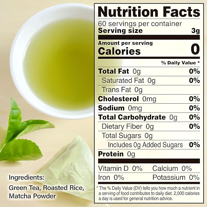 chaganju Genmaicha Green Tea with Matcha, roasted brown rice tea, Low caffeine, Japanese Tea, 3g×60 tea bags - Bloomnest