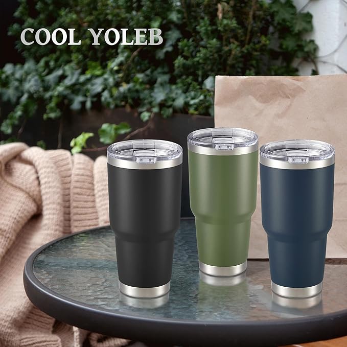 30 oz Tumbler with Lid Stainless Steel Tumblers Vacuum Insulated Cup Reusable Powder Coated Travel Mug Double Wall Leak Proof Portable Cups Keep Cold Drinks for 12 Hours, Army Green, 1 Pack - Bloomnest