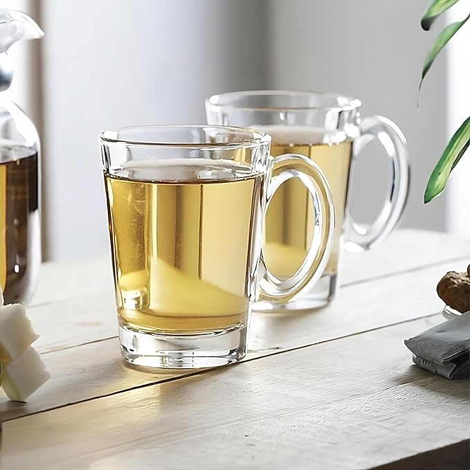 LEMONSODA Clear Large Glass Coffee Mug with Handles for Hot Beverages, Clear Mugs for Espresso, Tea, Cappucino, Latte, Juice (8.75 oz, 10.5 oz, 12 oz) (10.5 oz, Set of 6) - Bloomnest