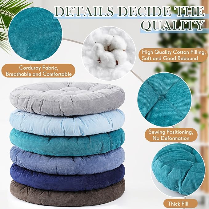 Jerify 6 Pcs Round Floor Pillows Cushions 22 x 22 Inch Meditation Floor Pillow Large Floor Pillow for Kids and Adults Meditation Cushion Large Pillows for Floor Seating Yoga Room Office (Dark Colors) - Bloomnest
