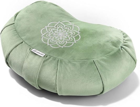 Premium Meditation Cushion - Comfortable Floor Pillow for Adult Traditional Crescent Meditation Pillow Yoga Buckwheat Bolster (Green) - Bloomnest