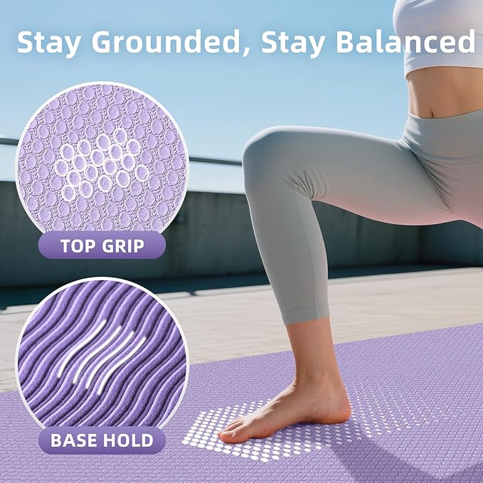 Extra Large TPE Yoga Mat 72"x35" / 78"x57" - Wide Non-Slip Mat for Yoga, Pilates & Home Gym, 6mm Thick Cushion for Comfort & Balance, Waterproof, Easy to Carry with Strap or Bag for Solo or Partner Workouts