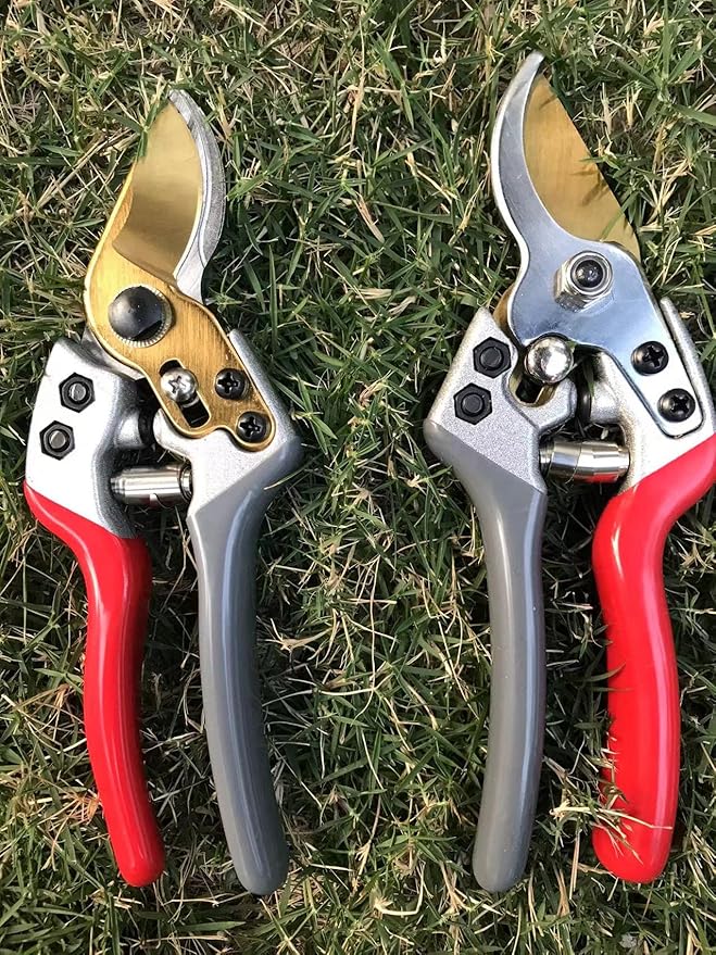 Garden Shears, Japanese labor-saving Garden Scissors, Pruning Shears and Garden Secateurs for Woman and arthritis weak, Professional Branch scissors(Red-grey) - Bloomnest
