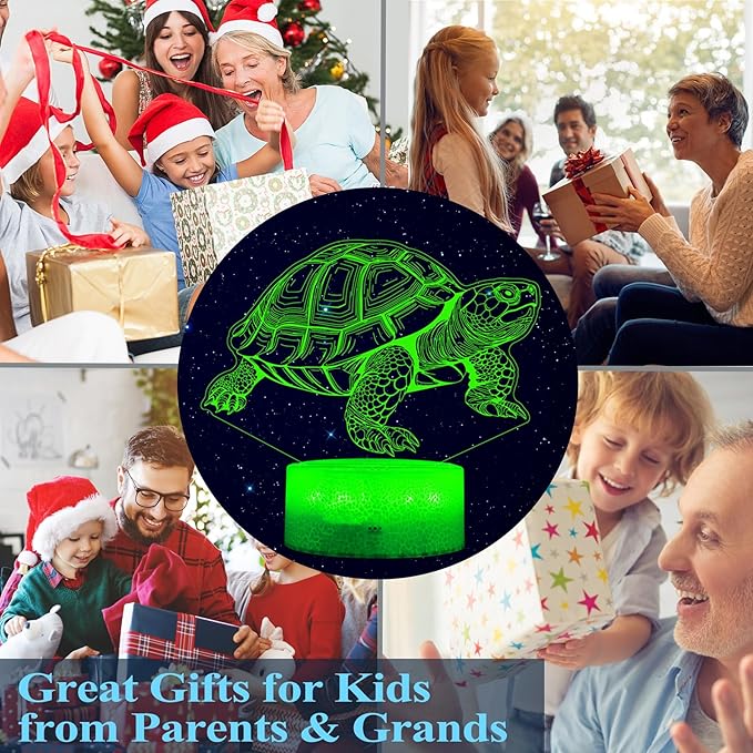 Tortoise Gifts for Men, Turtle Night Light with Remote Control, 16 Colors Changing, Timer, RGB Flashing Mode and Dimmable, Tortoise Gifts Stuff for Men Christmas Decor - Bloomnest