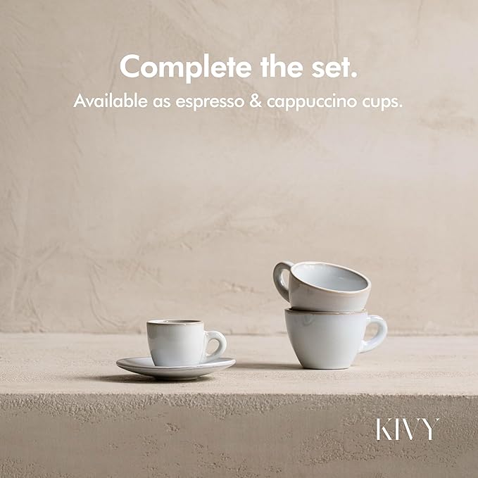 KIVY 3 oz Espresso cups set of 4 - Thick walled stoneware espresso cup set - Italian style espresso cups and saucers - Demitasse cups set of 4 - Small coffee mugs - Demitasse cups and saucers sets - Bloomnest