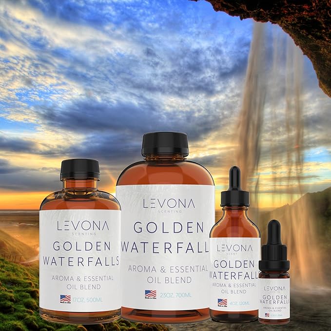 Levona Scent Pure Essential Oils for Diffusers for Home, Hotel & Office - Golden Waterfalls Essential Oils for Diffuser Oil and Humidifiers - Home Luxury Scents - Scented Fragrance Oil Blends - Bloomnest