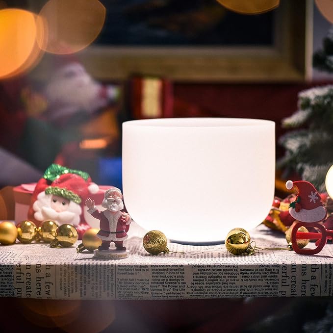 TOPFUND 432 Hz D Note Crystal Singing Bowl Sacral Chakra 10 Inch with Heavy Duty Carrying Case and Suede Mallet