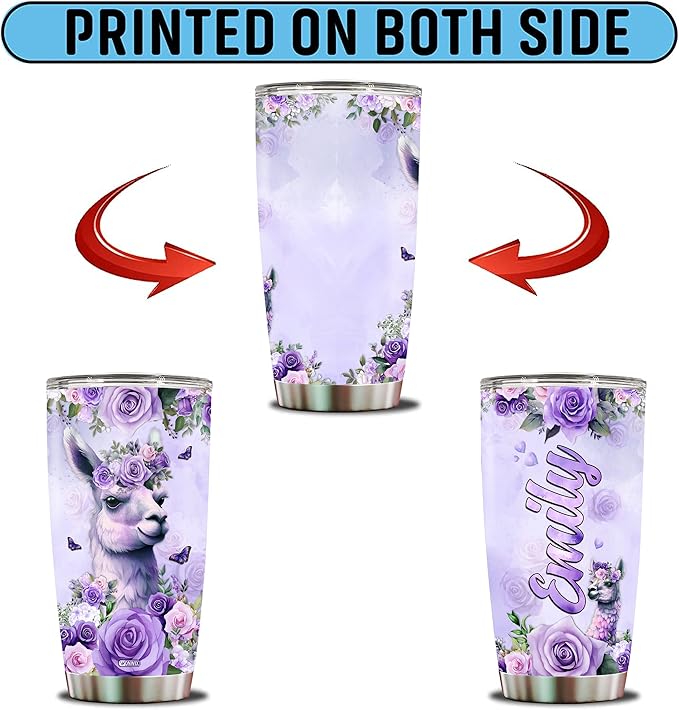 Personalized Llama Tumbler Llamas Gifts For Girls Customized Mug Cups Gift Christmas Birthday Valentine Custom Water Bottle 20oz Insulated Stainless Steel Coffee Cup With Lid Party Valentines - Bloomnest