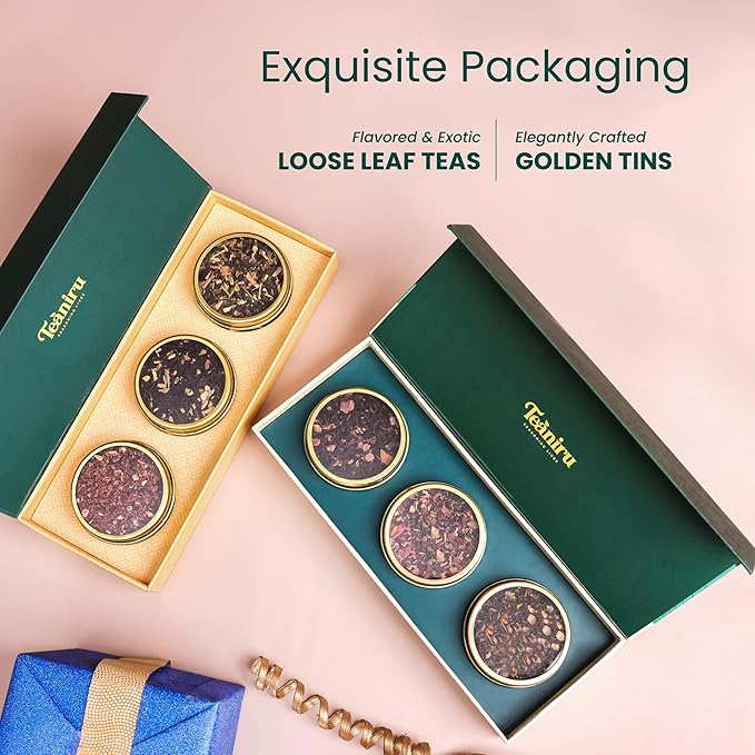 Teaniru, Gourmet Tea Collection – Pack of 10 | 6 Flavored Loose Leaf Tea Set | Gourmet Tea Gift Sets | Corporate Gifting & Bulk Gifts - Bloomnest