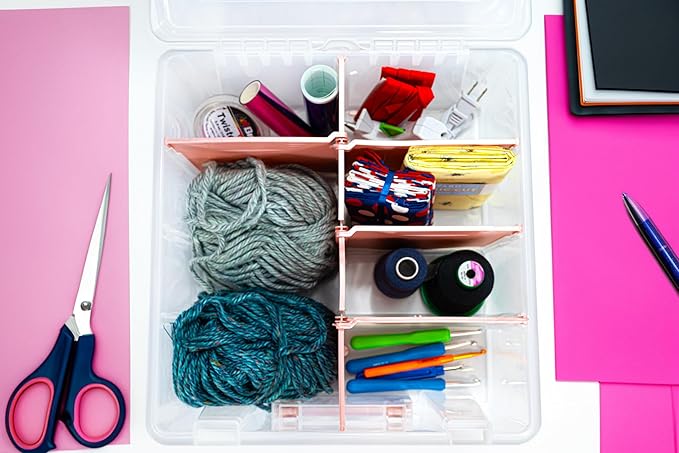 ArtBin 6990RK Super Satchel Double Deep, Portable Art & Craft Organizer with Handle, [1] Plastic Storage Case, Clear with Rose Gold Accents - Bloomnest