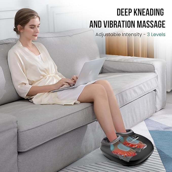 Snailax Shiatsu Foot Massager with Heat, Deep Kneading, Compression, Vibration, Feet Massager Machine for Plantar Fasciitis, Neuropathy, Foot Warmer Under Desk, Size 13, Gifts for Men, Women - Bloomnest