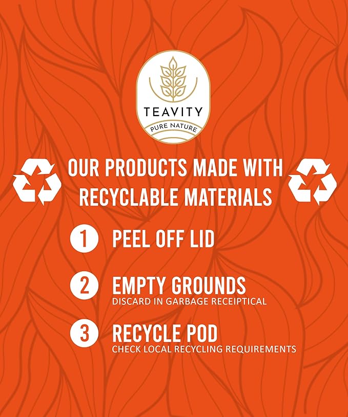 TEAVITY Organic Coconut Island Tea Pods | Recyclable Single-Serve Tea Pods Compatible with Keurig K-Cup 2.0 Brewers | Certified USDA Organic | 36 Count (Pack of 1) - Bloomnest
