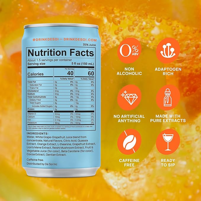 De Soi Soiree Set (Tres Rose + Spritz Italiano) Mocktails NA Drinks 8 fl oz (12-pack) - Adaptogen Drink, Sparkling Drink with Calming Botanicals, Mocktail Drinks, Gluten Free, No Artificial Flavors - Bloomnest