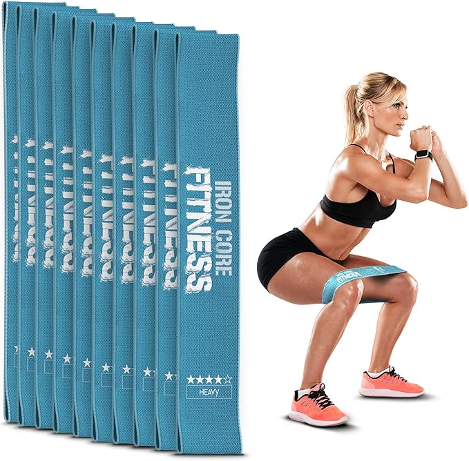 Fabric Mini Resistance Bands Sets for Trainers, Bootcamp, Gym for Men and Women in Fun Colors - Ebook, Videos and Workout Chart Included by Iron Core Fitness - Bloomnest
