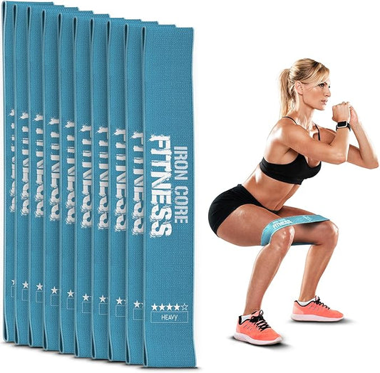 Fabric Mini Resistance Bands Sets for Trainers, Bootcamp, Gym for Men and Women in Fun Colors - Ebook, Videos and Workout Chart Included by Iron Core Fitness - Bloomnest