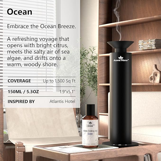Aroma Diffuser Oil - Ocean - Aroma Fragrance Diffuser Oils, Aromatherapy Scents Neroli, Watermelon & Amber, Long-Lasting Air Fresheners, Enjoy Essential Oil Infused Atmosphere - 5.3 fl oz (150mL) - Bloomnest