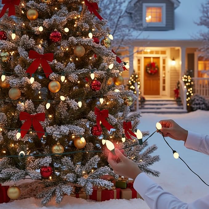C7 LED White Replacement Bulbs,25 Pack 0.6w White Christmas Light Replacement Bulbs With E12 Base,Warm White Light Bulbs For Candelabra Window Candle Chandelier Night Lights Christmas String Lights - Bloomnest