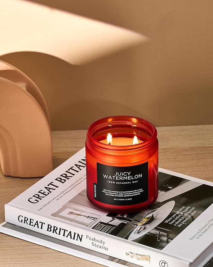 M&SENSE Juicy Watermelon Scented Candle - 11.6oz Clean Non Toxic Natural Soy Wax 70-Hour Burn Long Lasting Candle, 2-Wick Fruit Scent for Home Decor & Housewarming Gifts - Fragrance for Women & Men - Bloomnest