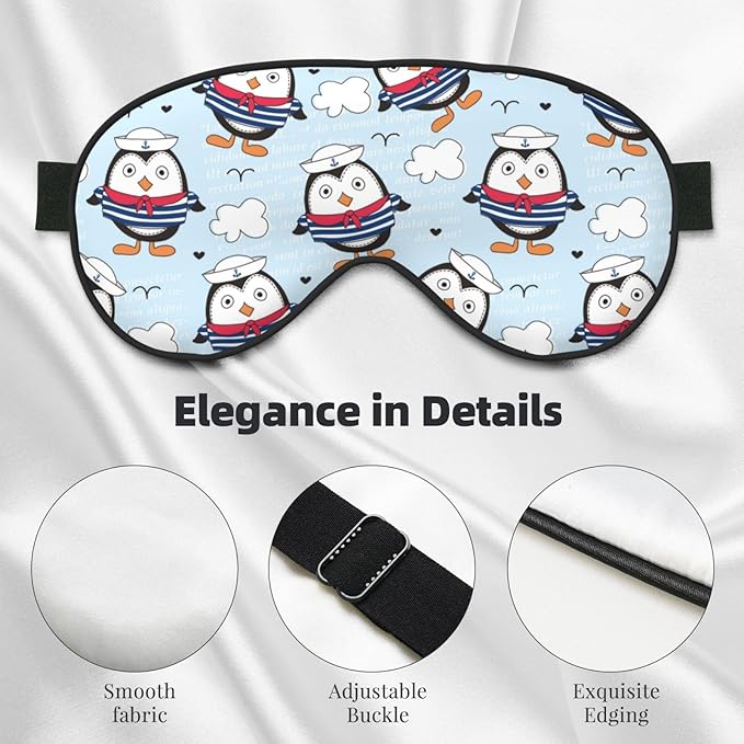 Sleep Eye Mask Little Sailor Penguin Sleep Mask for Women Men Comfortable Eye Mask with Adjustable Strap Soft Eye Cover Blindfold for Travel Yoga Nap Shift Work - Bloomnest