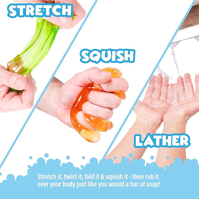 Tub Works Super Goo Bath Slime Soap Bath Toy, 6 Pack | Stretchy, Squishy Slime Soap for Kids Bath | Fresh, Fruity Scents | Nontoxic | Sensory Fun Kids & Toddler Bath Toys - Bloomnest