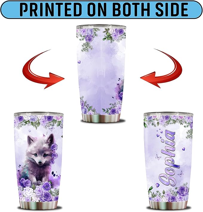 Personalized Wolf Gifts Wolves Gift For Women, Girls Lover Coffee Cup Mug Travel Mugs 20oz Stainless Steel Thermos Tumbler With Lids (WOLF) - Bloomnest