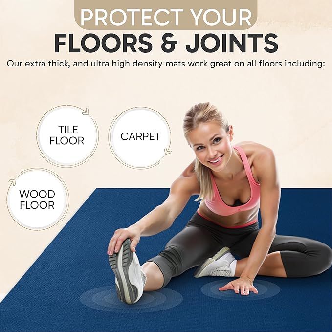 Gorilla Mats Premium Large Exercise Mat – 6' x 4' x 1/4" Ultra Durable, Non-Slip, Workout Mat for Instant Home Gym Flooring – Works Great on Any Floor Type or Carpet – Use With or Without Shoes - Bloomnest