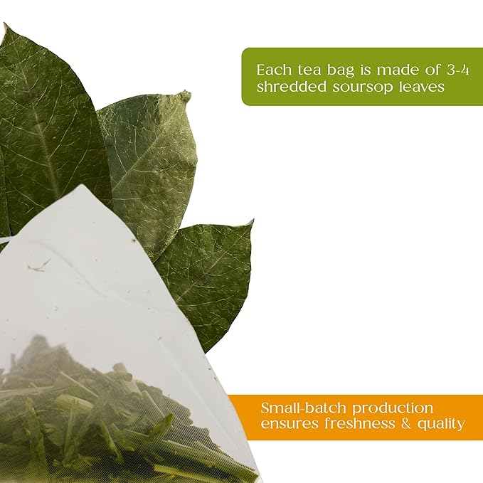 Organic Pharmacist Premium Soursop Tea Bags, Graviola Leaf Tea, Guanabana Teas, Guyabano Herbal Tea, Soursop Bitters Teas, Shredded Ground Leaves, 25 Count, New & Improved - Bloomnest