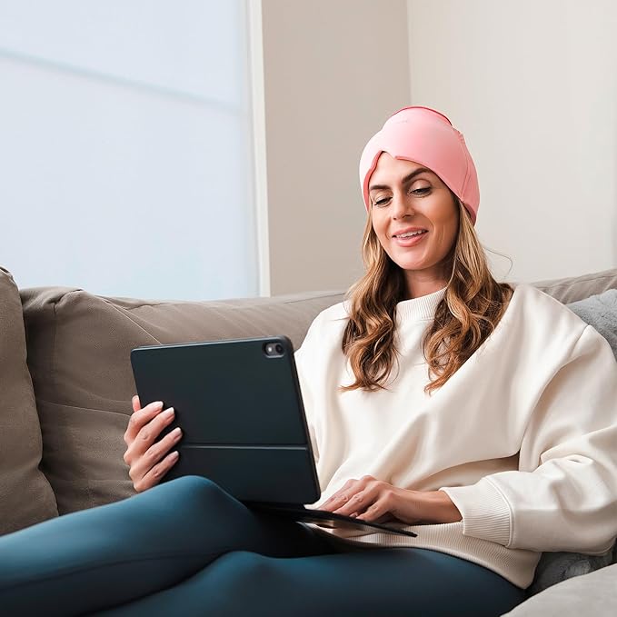 TheraICE Headache Relief Cap, Migraine Ice Pack Mask Products, Women Cooling Gel Hat, Face Cold Compress Head Wrap for Her Stress. Great Birthday Gift for Mom, Sister, Grandma, Girlfriend, & Teacher - Bloomnest