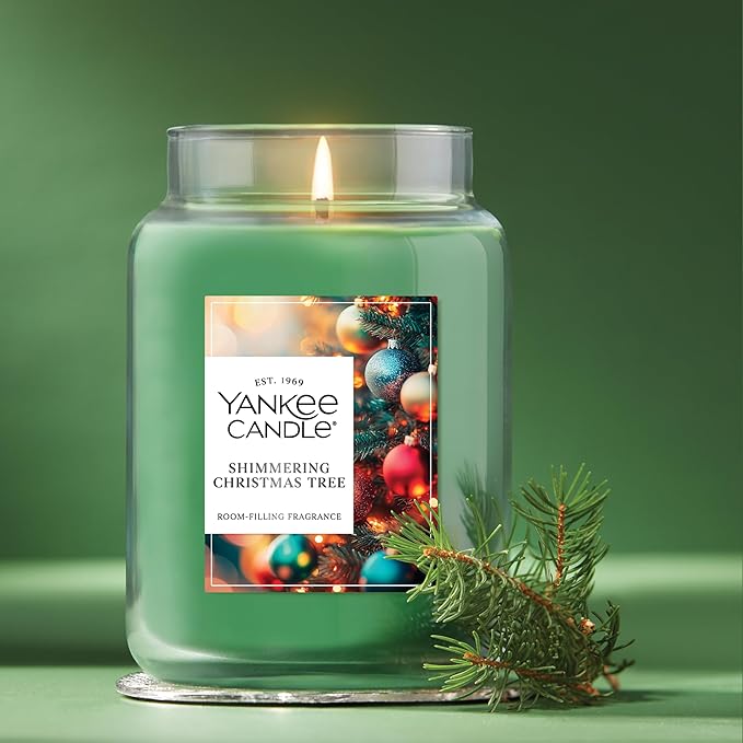 Yankee Candle Shimmering Christmas Tree Scented Candle, 22oz Large Jar with up to 150 Hour Burn Time, Giftable, Holidays - Bloomnest