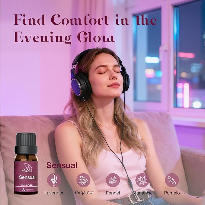ASAKUKI Essential Oils, Essential Oil Blends Set for Diffusers, Humidifiers, Candle Making, Aromatherapy-Breathe, Uplift, Sensual, Rest, Unwind, Balance, 6 * 10ml - Bloomnest