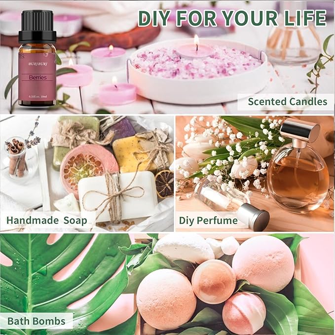 BURIBURI Berries Essential Oil 10ml Premium Grade Scented Oil Berries Fragrance Oil for Diffusers, Massage, Candle Making Soap Making BURIBURI