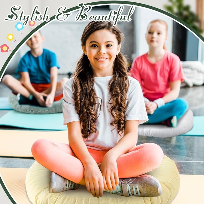 Jerify Floor Pillow Cushions 22 x 22 Inch Round Square Large Meditation Floor Pillow for Classroom Adult Meditation Picnic Party Cushion for Seating Gift Christmas(Round,Macaroon,4 Pcs) - Bloomnest