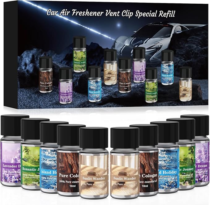 Car Air Freshener Refill, Car Air Freshener Vent Clip Special Refill, 5 Scents, 10 Bottles (Excluding Machine) - Bloomnest