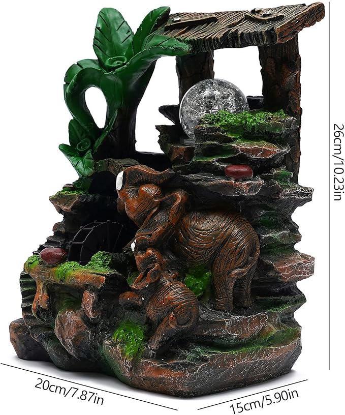 Tabletop Rockery Fountain Indoor Waterfall Bonsai Desktop Mini Rockery Water Fountain with Automatic Pump and LED Light, Home Office Bedroom Humidifier Desk Decorate (Style 12) - Bloomnest