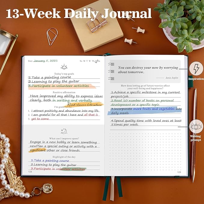 5 MINUTES A DAY Self-Mastery Journal for Men - Gratitude and Productivity Journal for Mindfulness, Positivity, Self Care and Reflection - Guided Journal for Women with Mood Tracker, A5 (Dark Green) 5MINUTESADAY