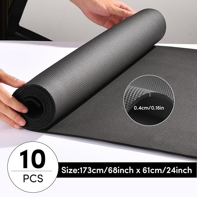 10 Pack Yoga Mats Bulk, 68'' x 24'' x 4mm Thick Black Yoga Mats for Kids and Adults, Anti-Slip Tear-Resistant Exercise Mat for Fitness Stretching Home Workout Gym and Studio - Bloomnest